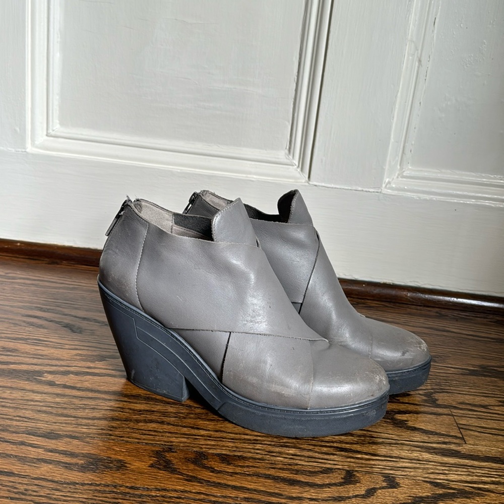 Eileen fisher grey Italian leather cosmo bootie